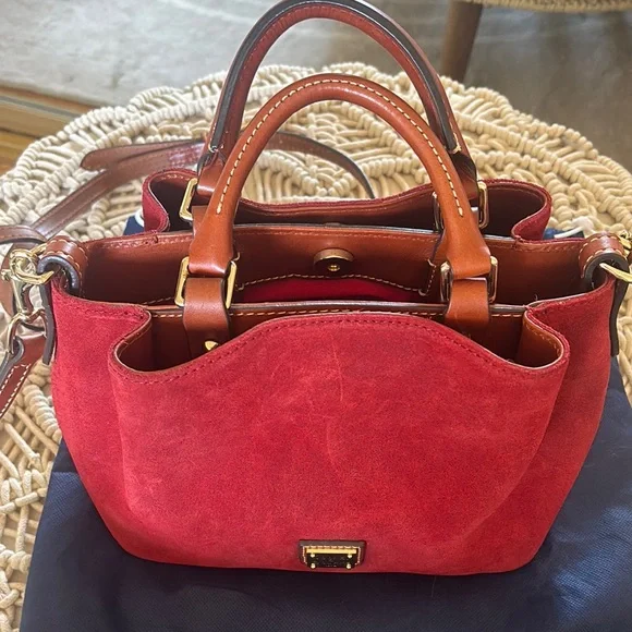 Dooney & Bourke Red Satchel with Leather Trim - Picture 3 of 16